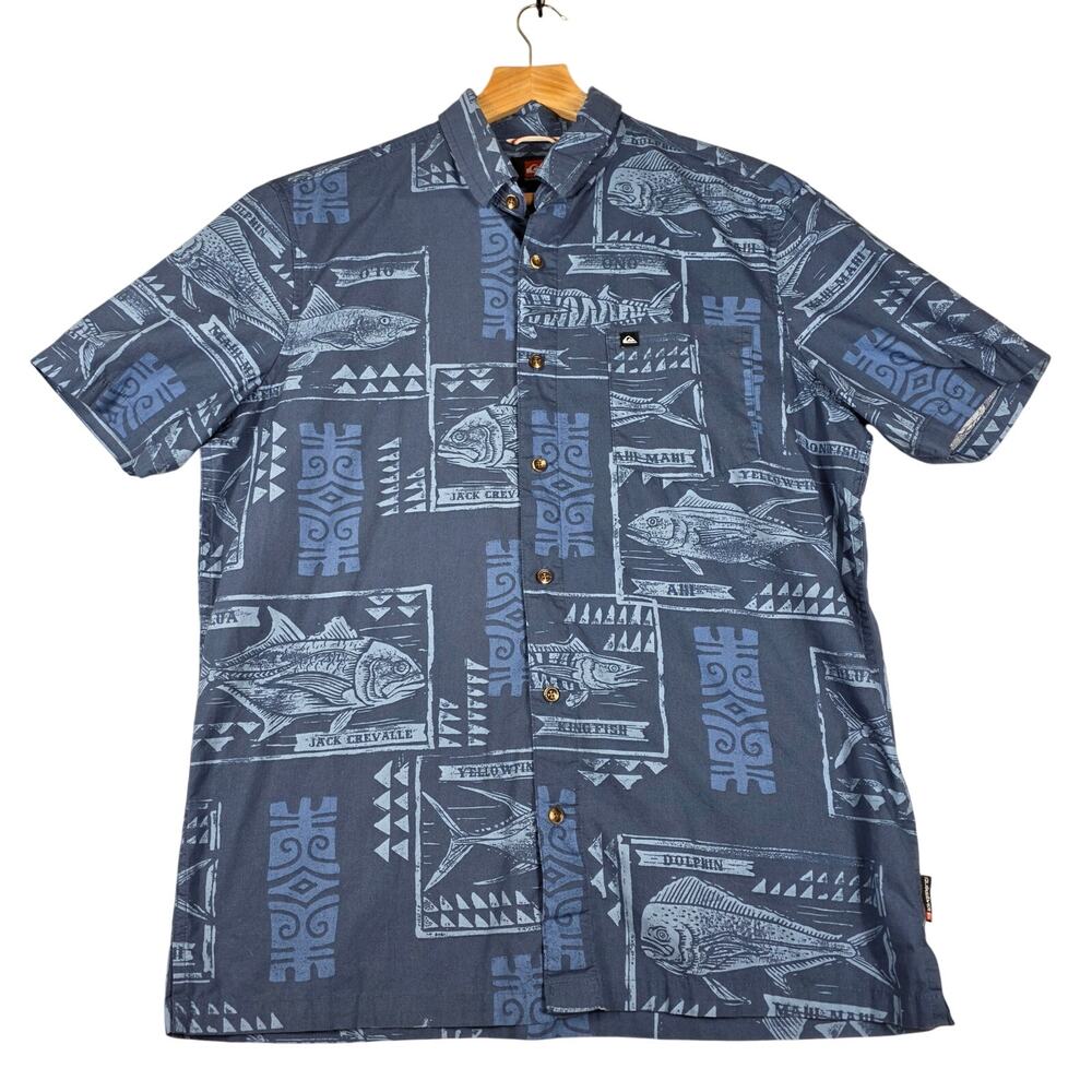 Blue Men's Quicksilver Fishing Button Down Shirt